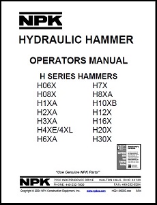 H Series Hydraulic Hammer Operators Manual