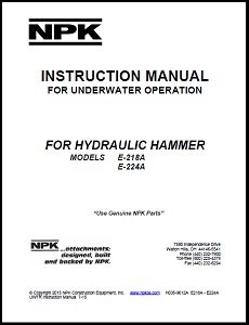 Underwater Manual for E218A and E224A Hydraulic Hammers